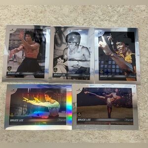 All 5 Bruce Lee Dragon 2024 Silver Chrome Refractor MMA Movie Cards BV $50